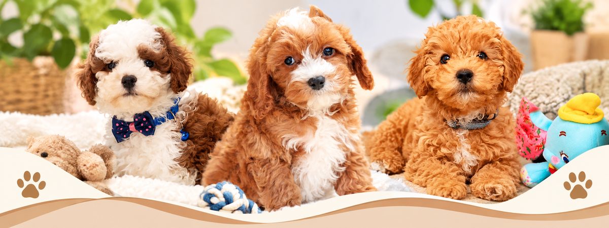 Three happy Cavoodle puppies at Chloe's Cavoodles